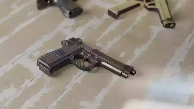 Beretta-92 pen Low-poly 3D model Beretta-92 pen Low-poly 3D model