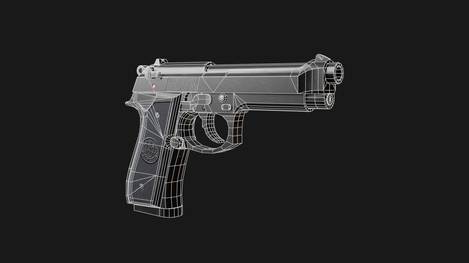 Beretta-92 pen Low-poly 3D model_6