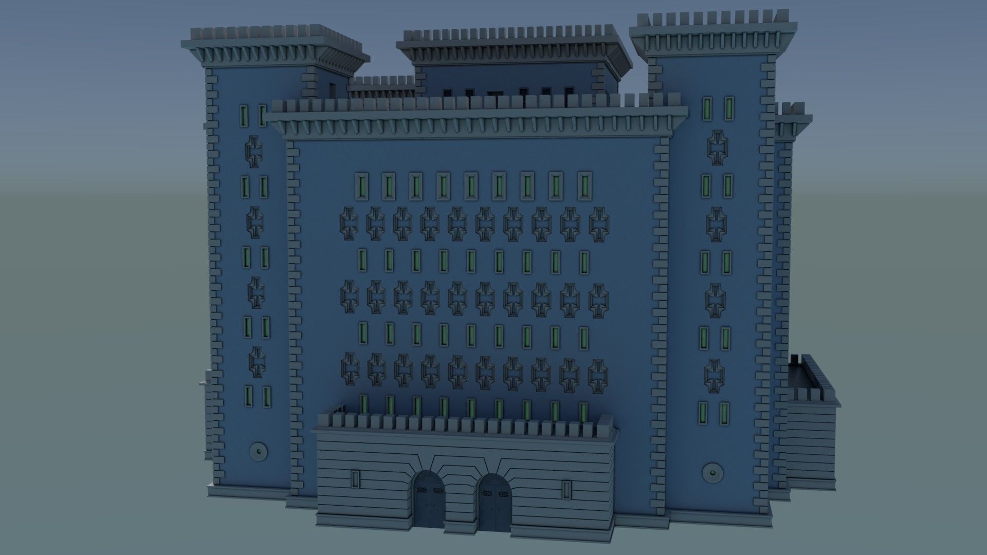 Reichsbahn Berlin Castle Plaster Blue Low-poly 3D model_7
