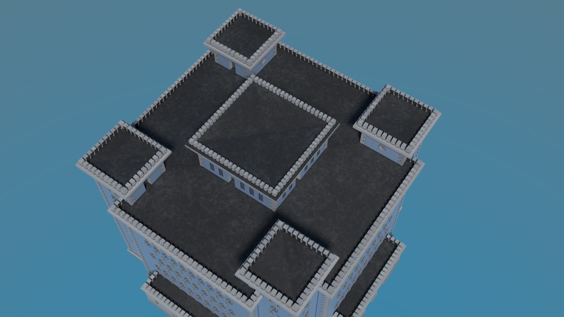 Reichsbahn Berlin Castle Plaster Blue Low-poly 3D model_6