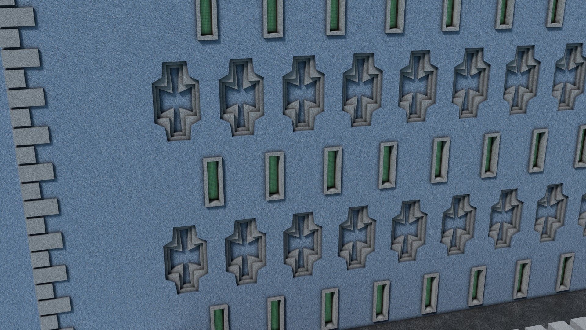 Reichsbahn Berlin Castle Plaster Blue Low-poly 3D model_3