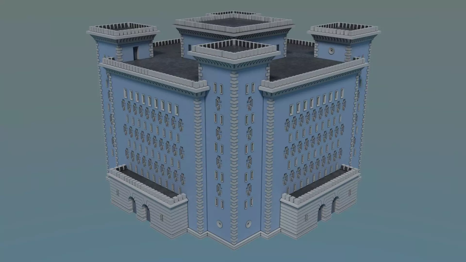 Reichsbahn Berlin Castle Plaster Blue Low-poly 3D model_0