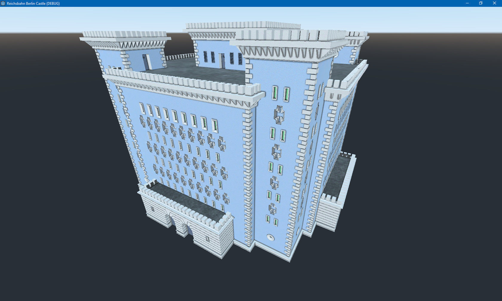 Reichsbahn Berlin Castle Plaster Blue Low-poly 3D model_11