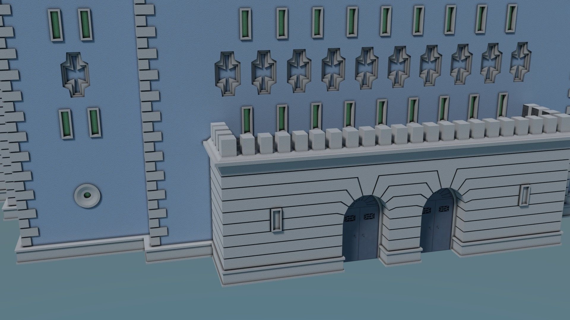 Reichsbahn Berlin Castle Plaster Blue Low-poly 3D model_2