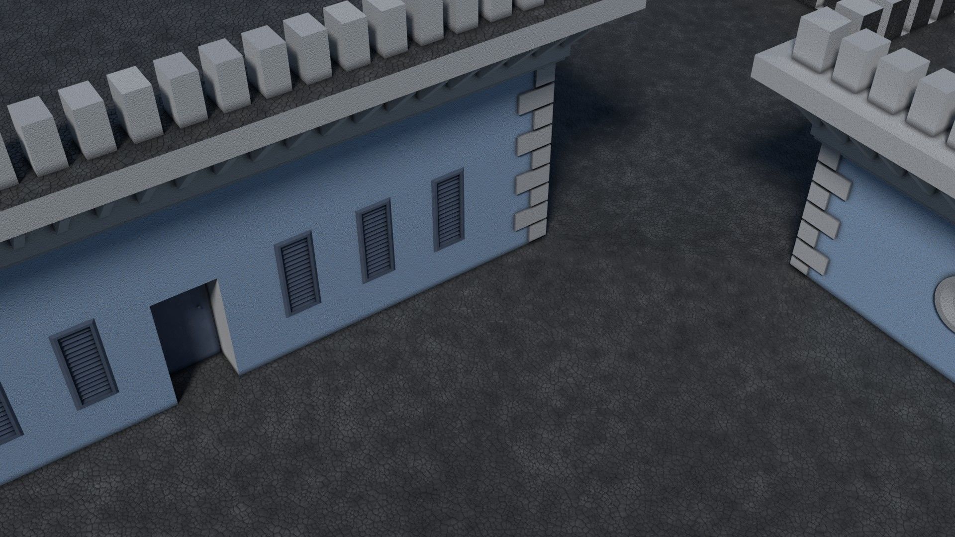 Reichsbahn Berlin Castle Plaster Blue Low-poly 3D model_4