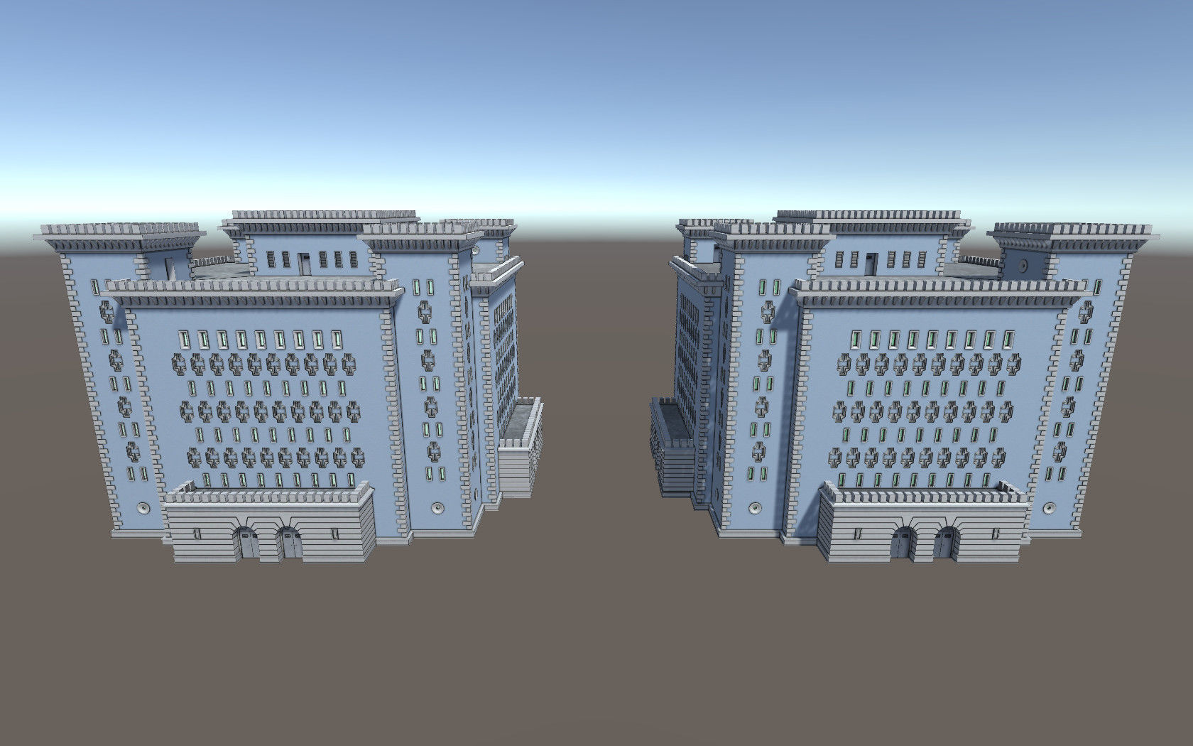 Reichsbahn Berlin Castle Plaster Blue Low-poly 3D model_13