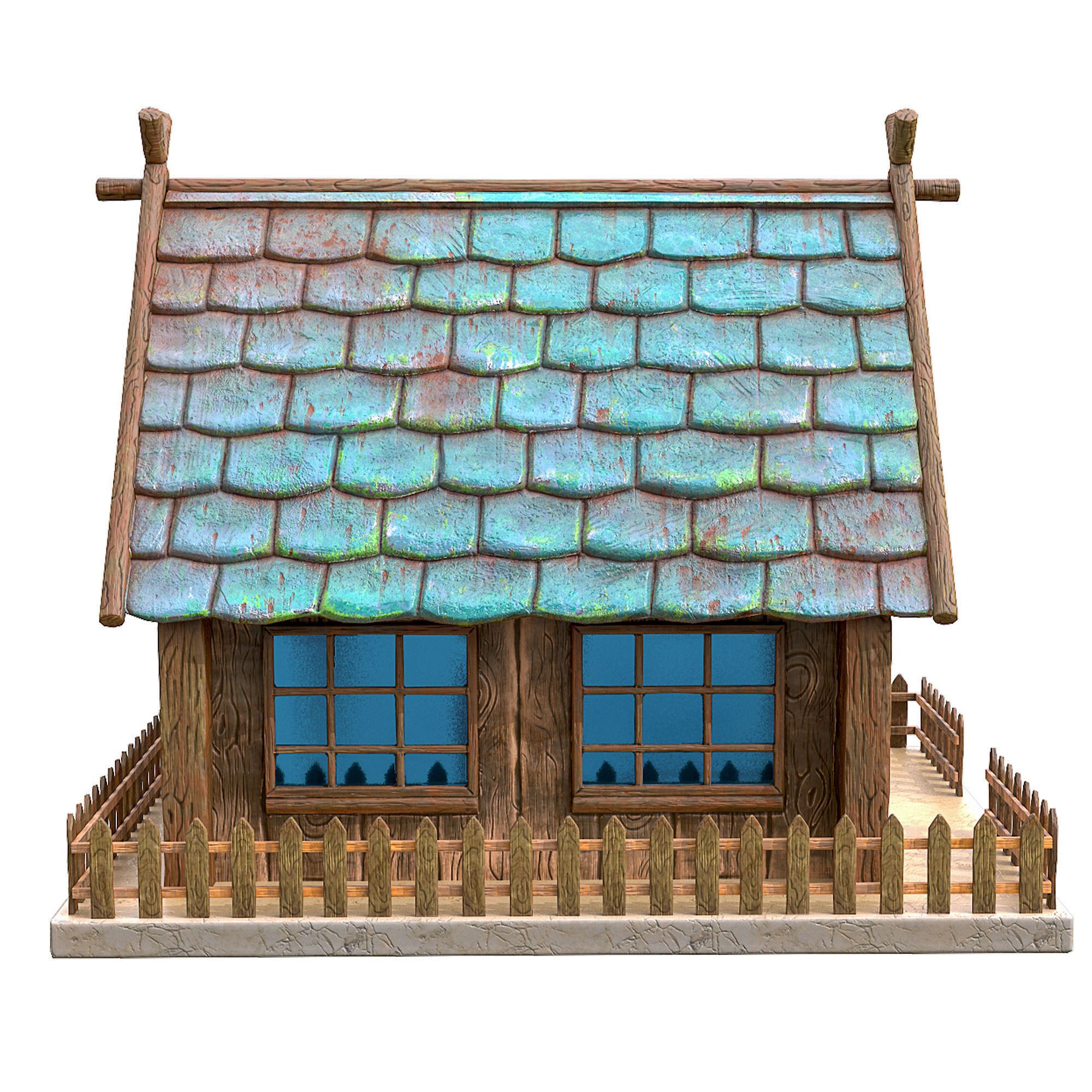 Cartoon House Low-poly 3D model_4