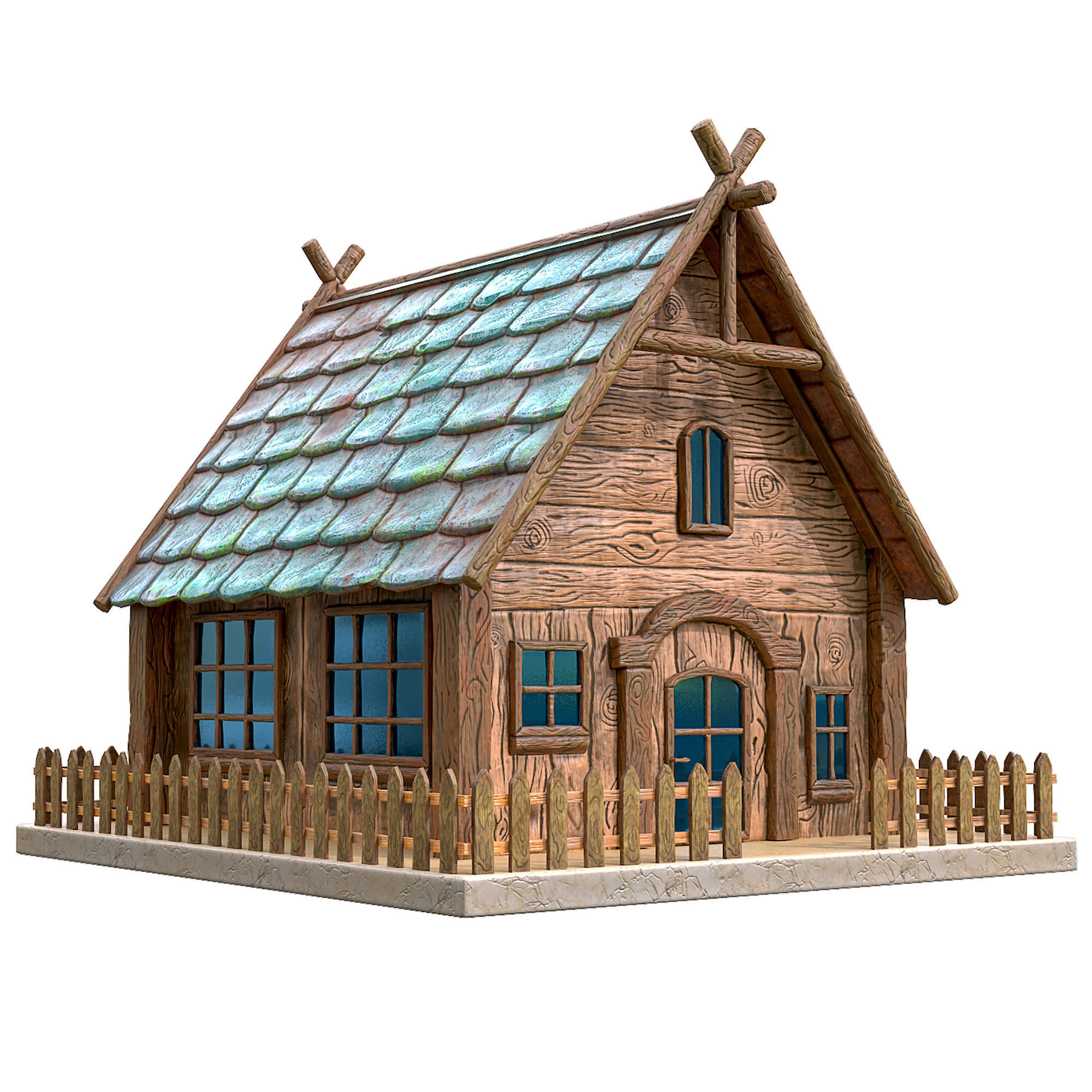 Cartoon House Low-poly 3D model_6