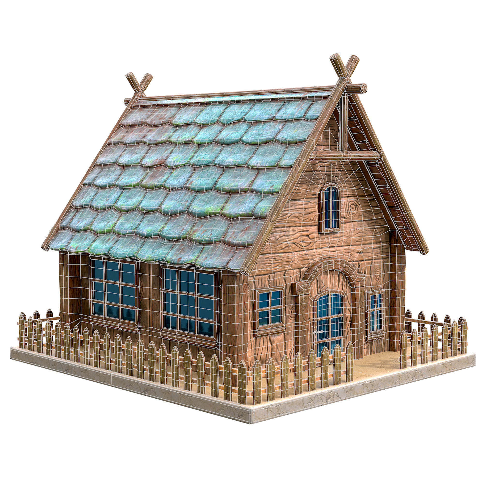 Cartoon House Low-poly 3D model_7