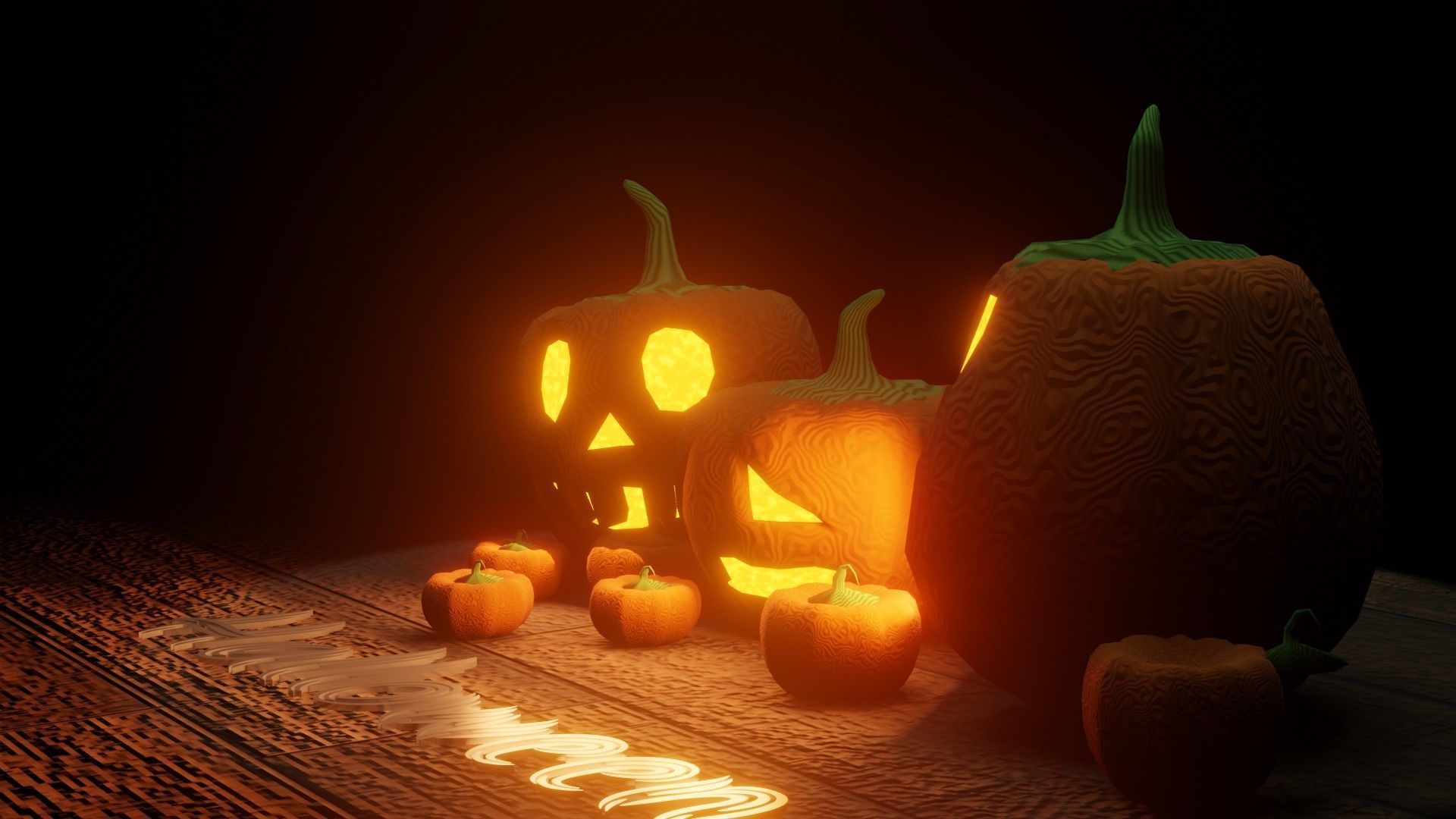 halloween pumpkin Low-poly 3D model_2