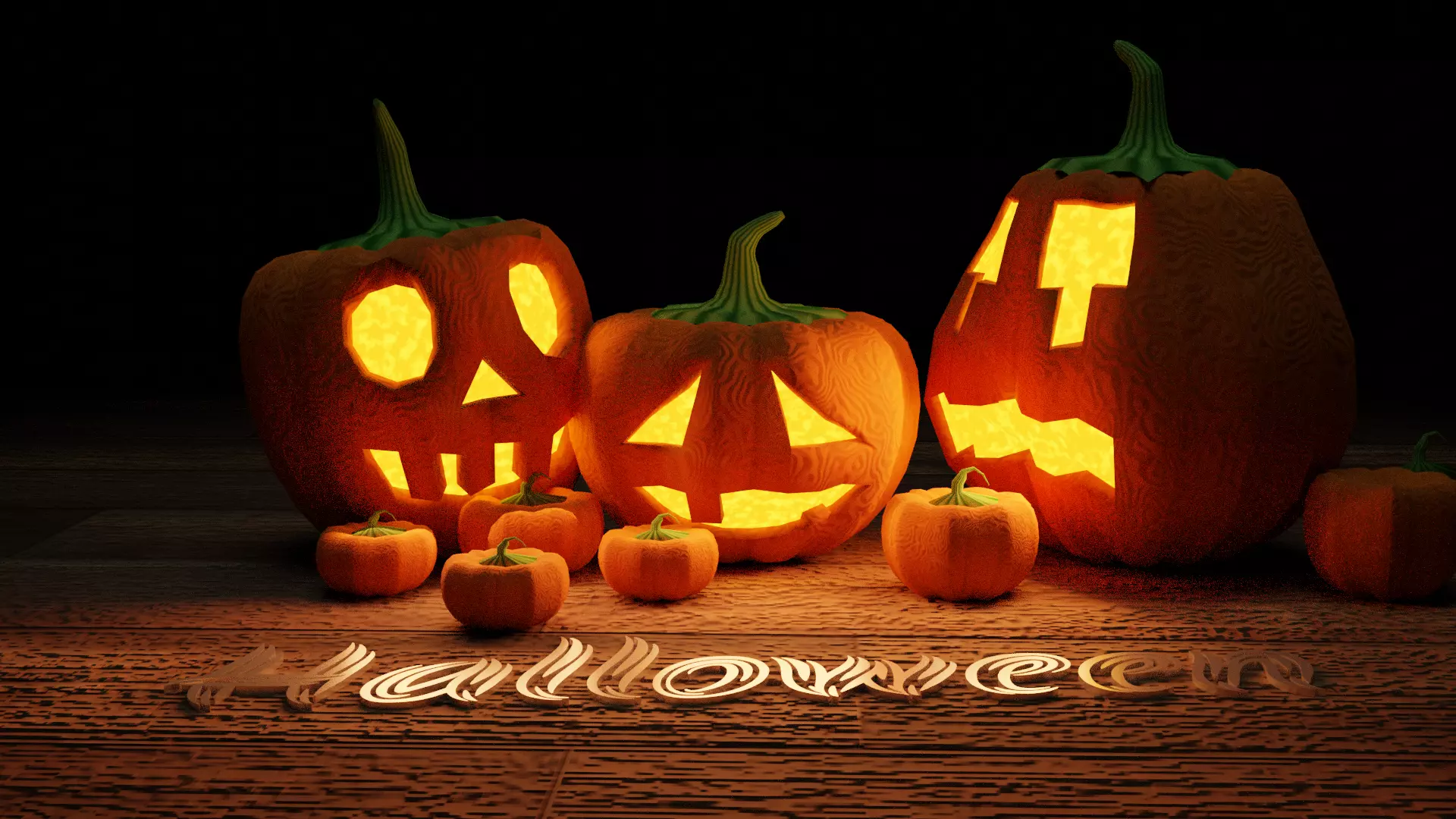 halloween pumpkin Low-poly 3D model_0