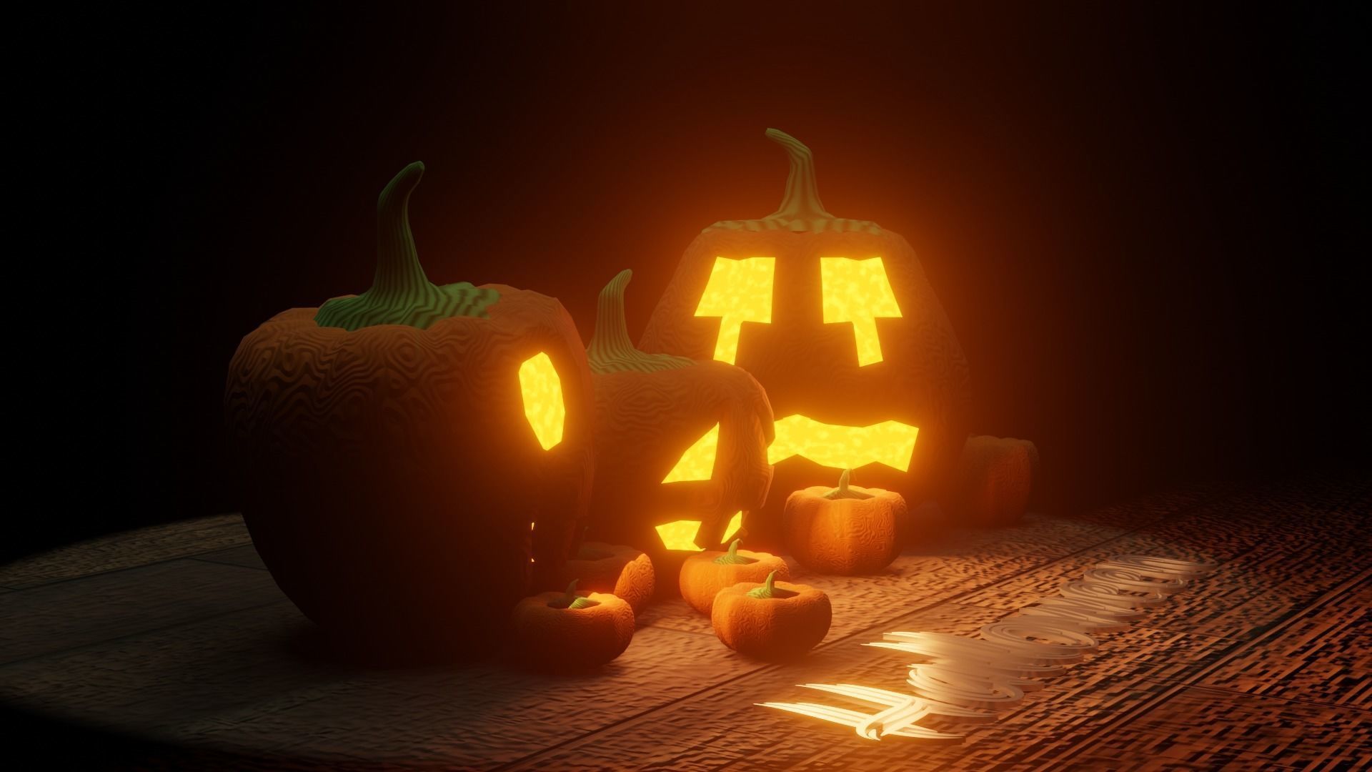 halloween pumpkin Low-poly 3D model_1