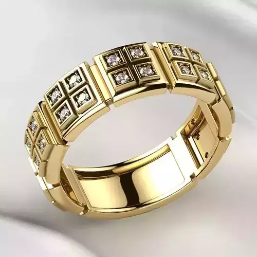 Quad Shapes Gold Ring 3D print model