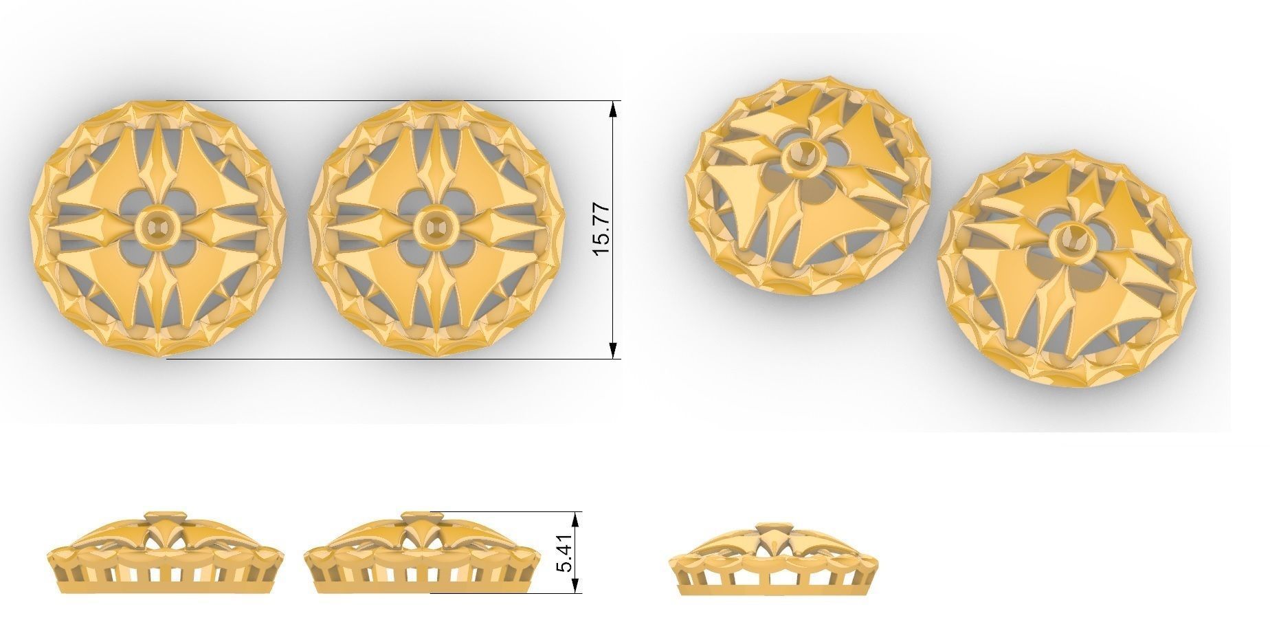 Geometric Mandala Pendant Set With Ring 3D print model_3
