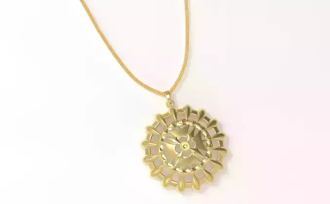 Geometric Mandala Pendant Set With Ring