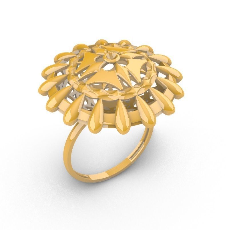 Geometric Mandala Pendant Set With Ring 3D print model_8