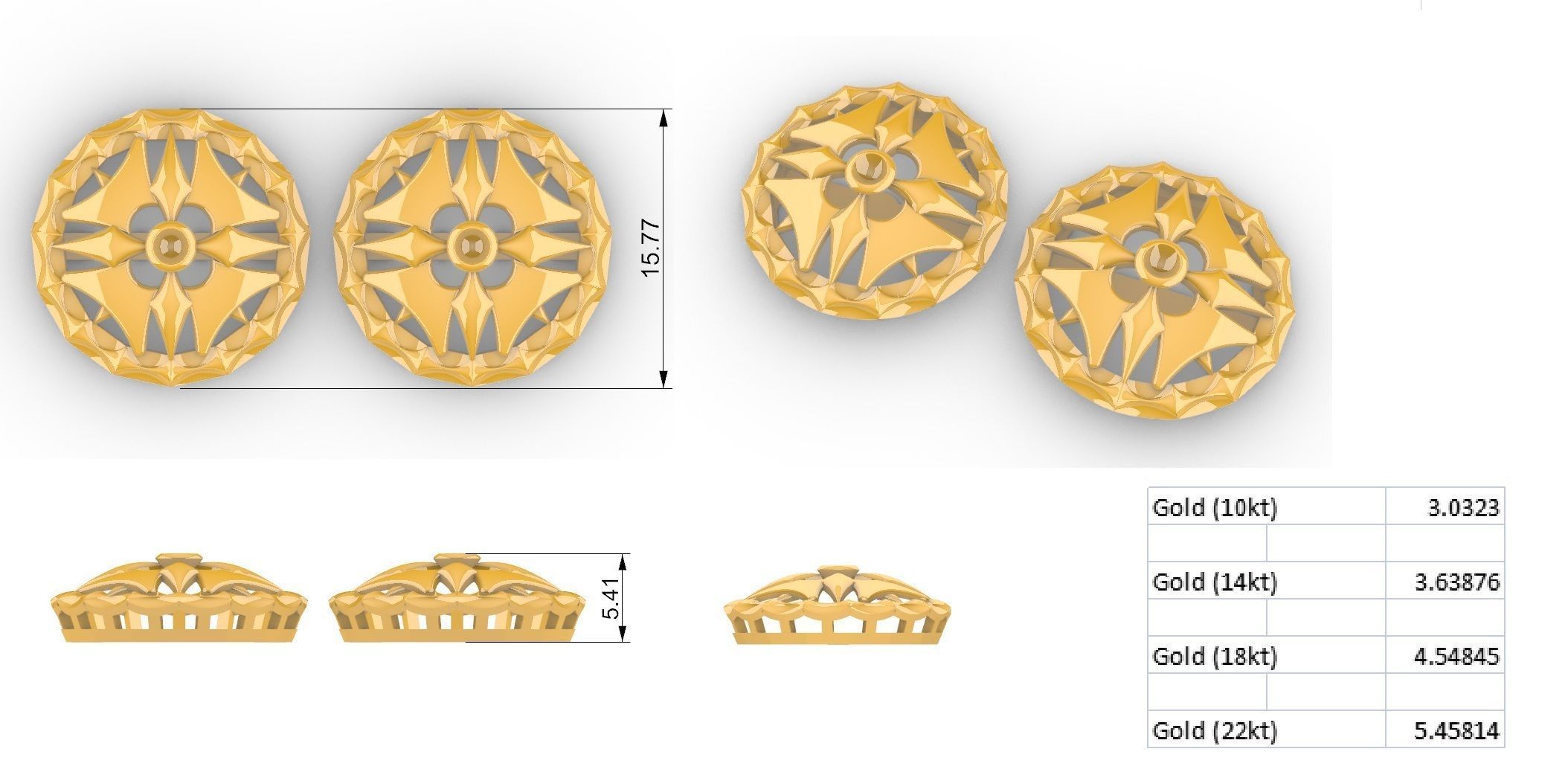 Geometric Mandala Pendant Set With Ring 3D print model_4