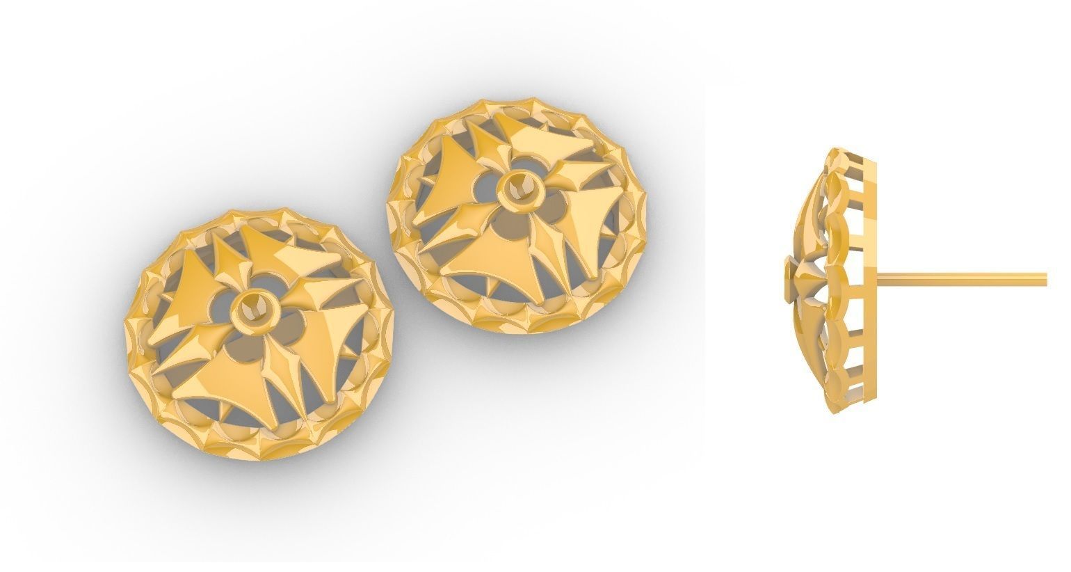 Geometric Mandala Pendant Set With Ring 3D print model_2