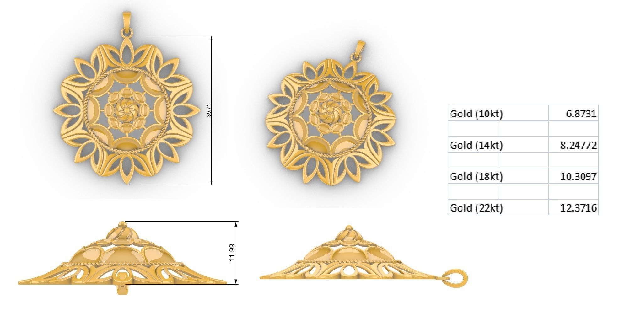 Lotus Flower Mandala Set With Ring 3D print model_7