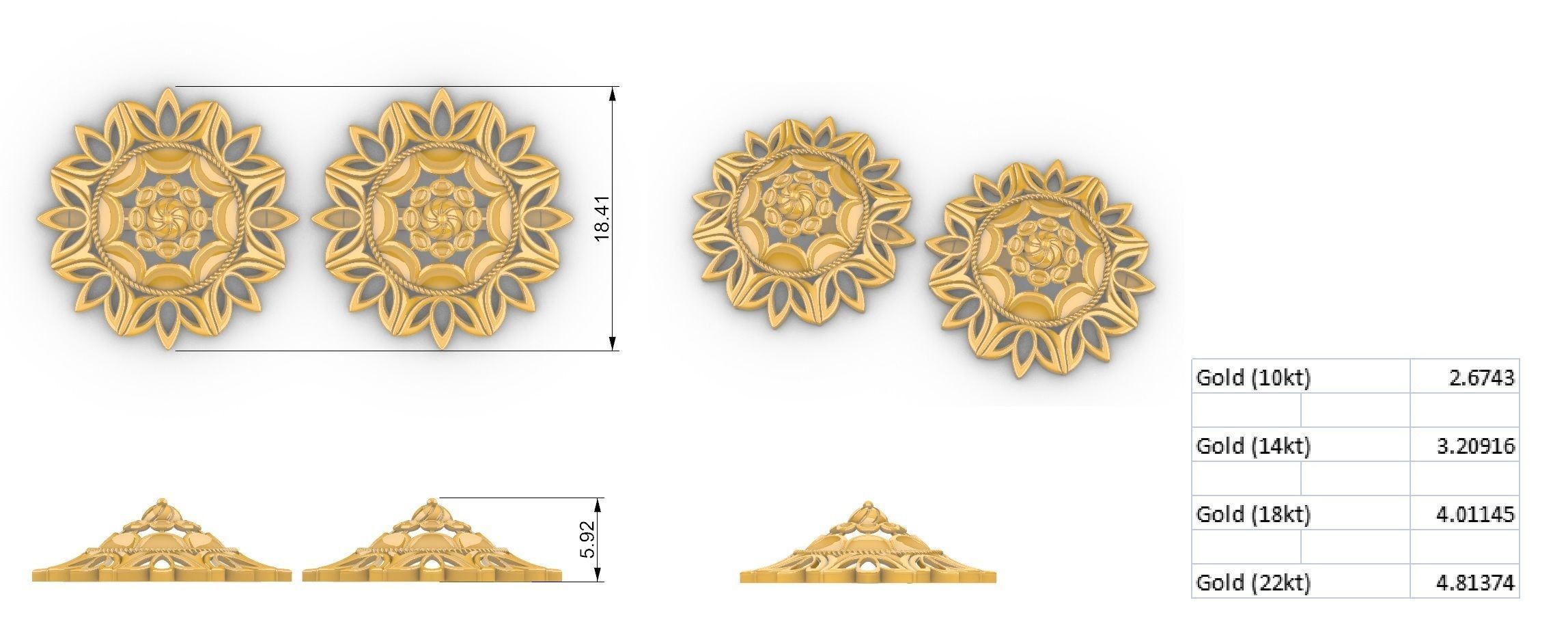 Lotus Flower Mandala Set With Ring 3D print model_4