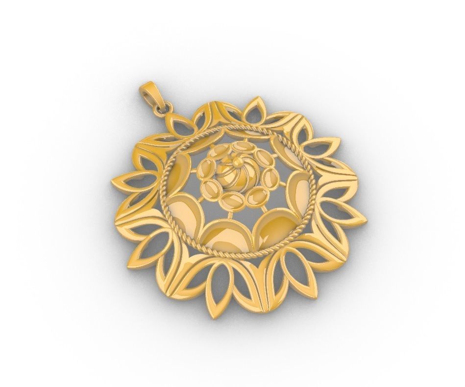 Lotus Flower Mandala Set With Ring 3D print model_5