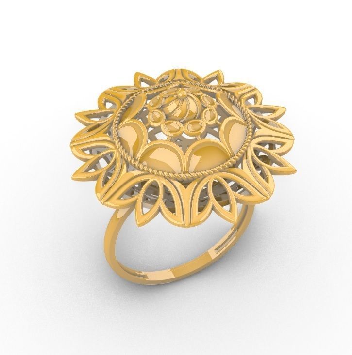Lotus Flower Mandala Set With Ring 3D print model_8
