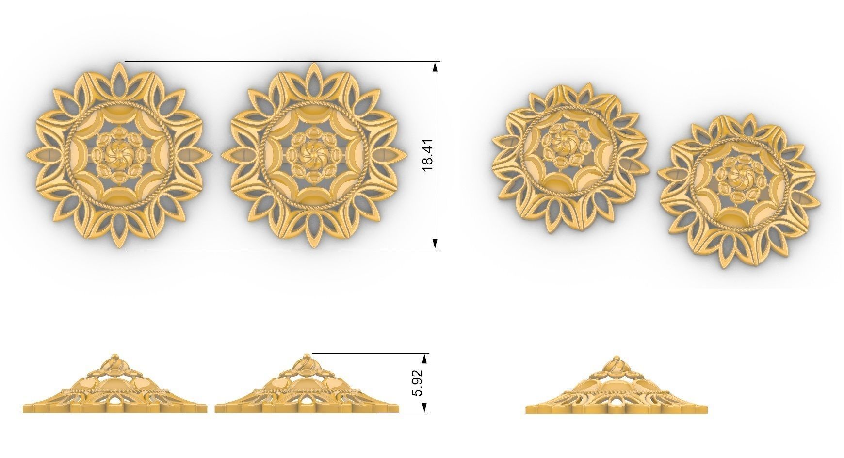 Lotus Flower Mandala Set With Ring 3D print model_3