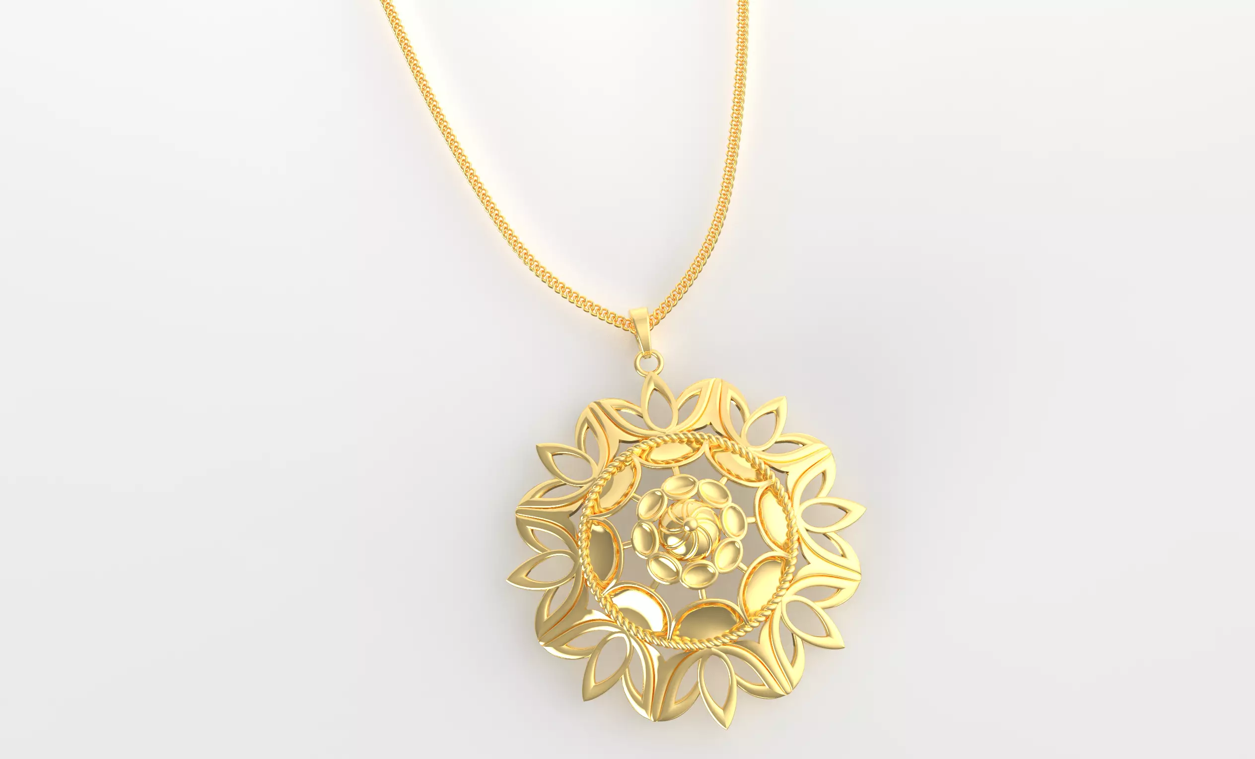 Lotus Flower Mandala Set With Ring 3D print model_0