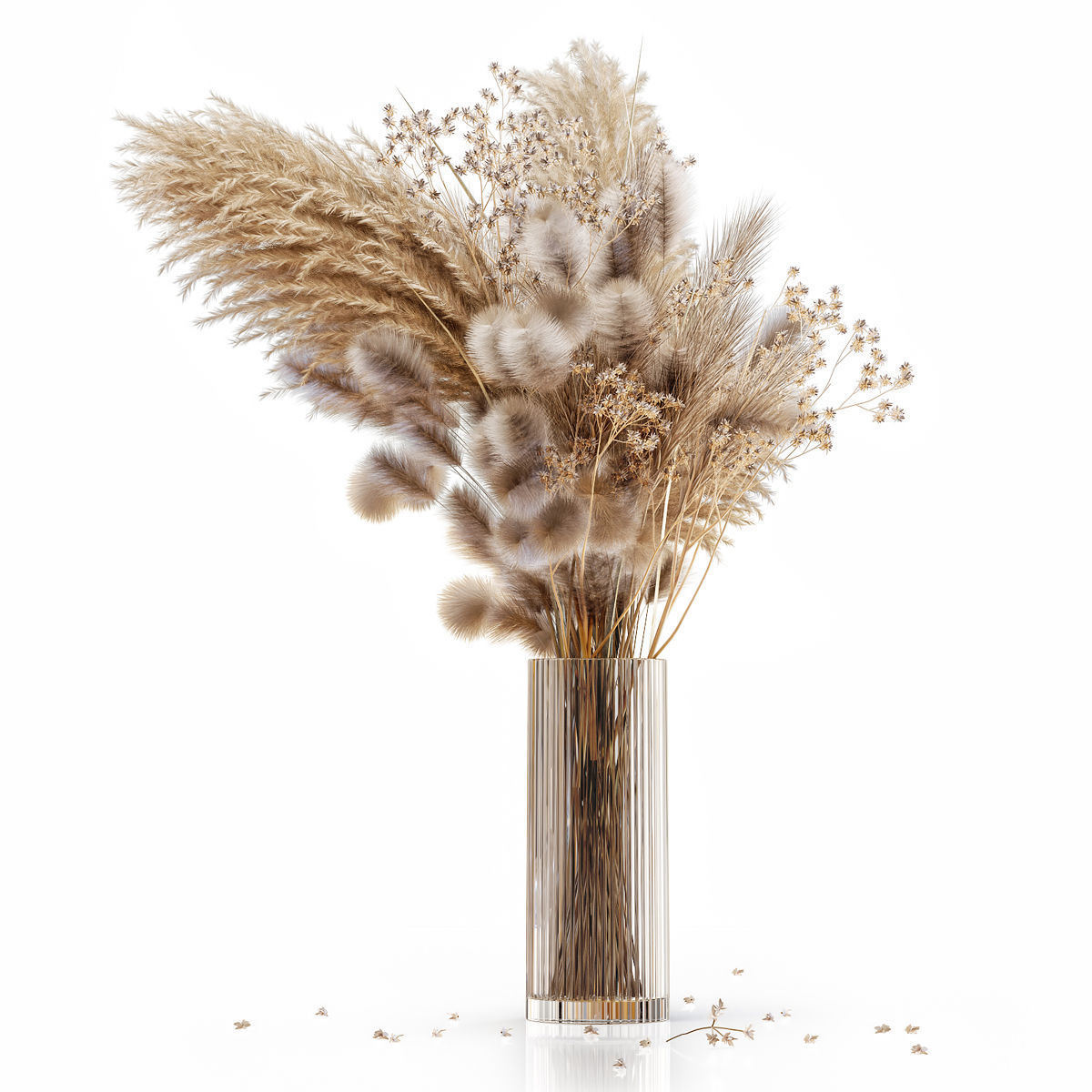 Dry flowers in modern vase 3 3D model_2