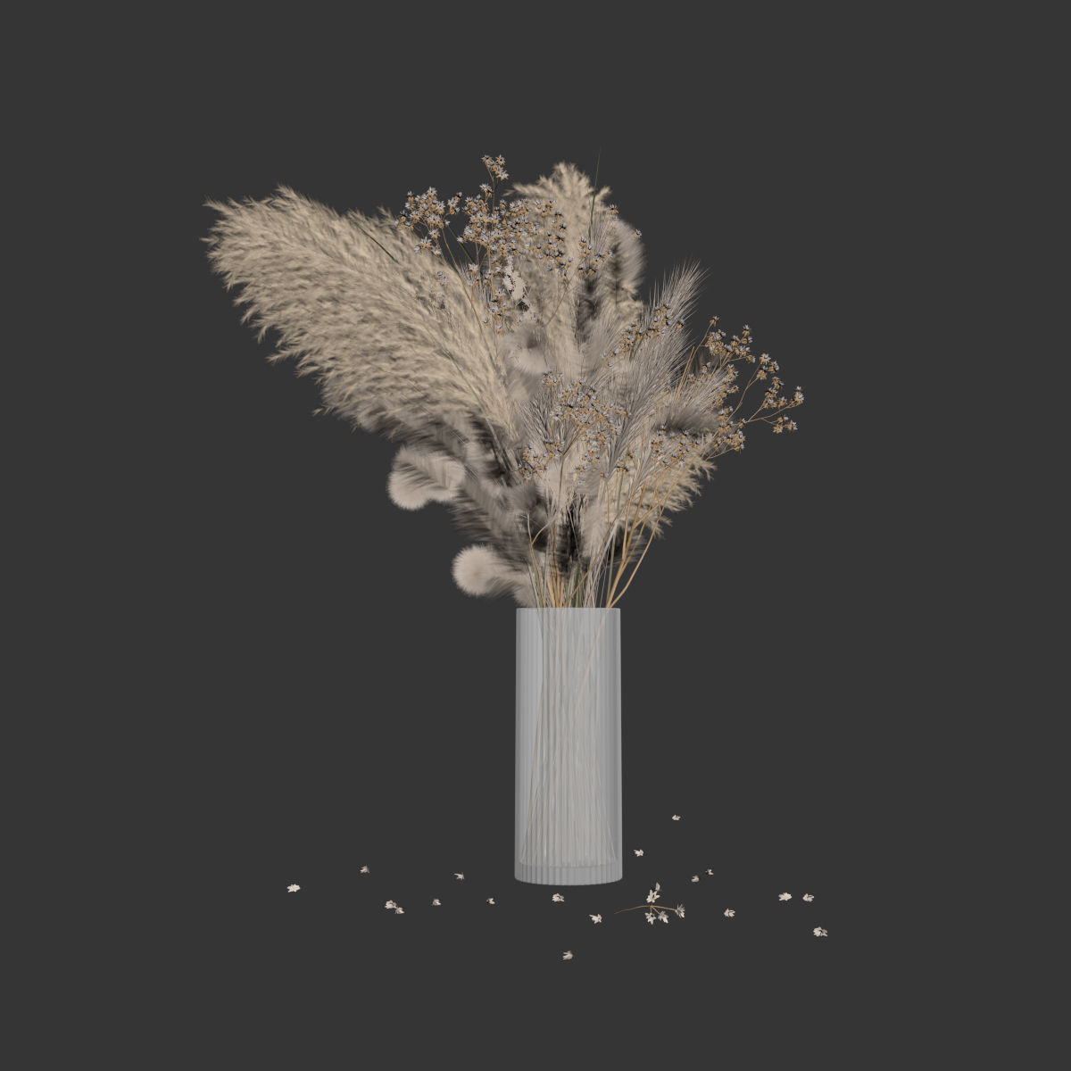 Dry flowers in modern vase 3 3D model_5