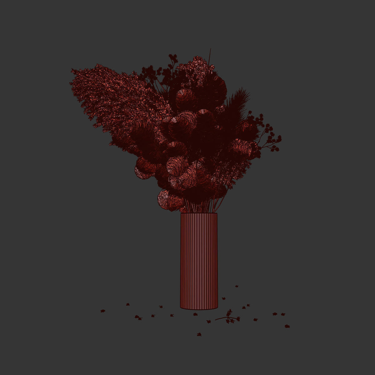 Dry flowers in modern vase 3 3D model_7