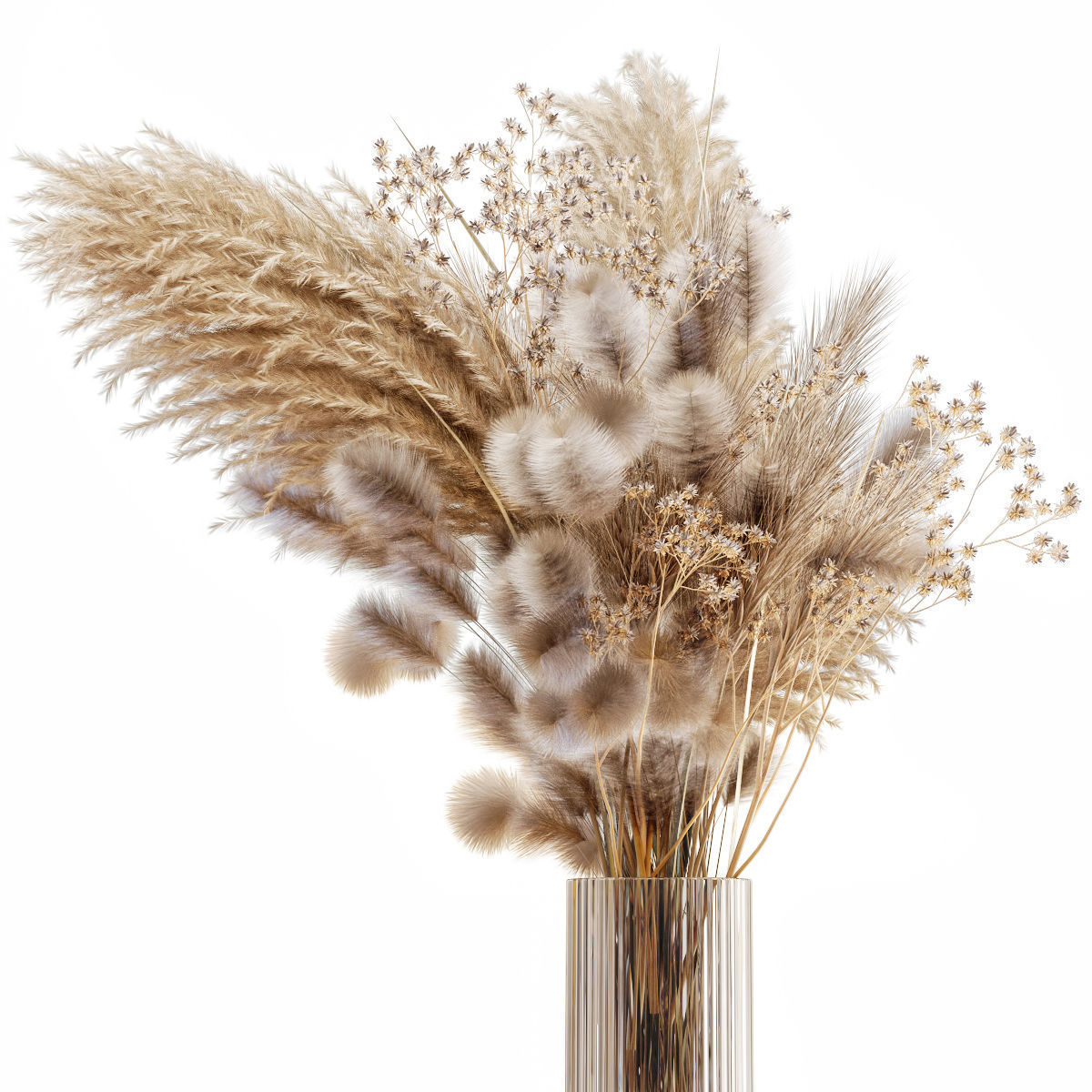 Dry flowers in modern vase 3 3D model_3