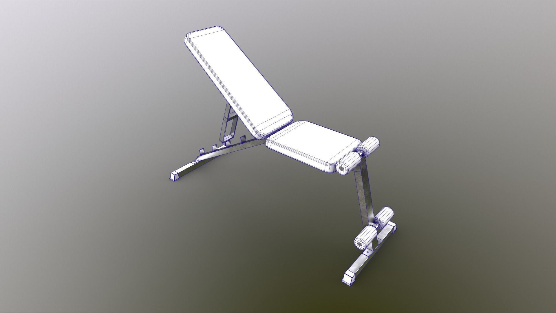 PBR Flat Incline Decline Bench Press Low-poly 3D model_18