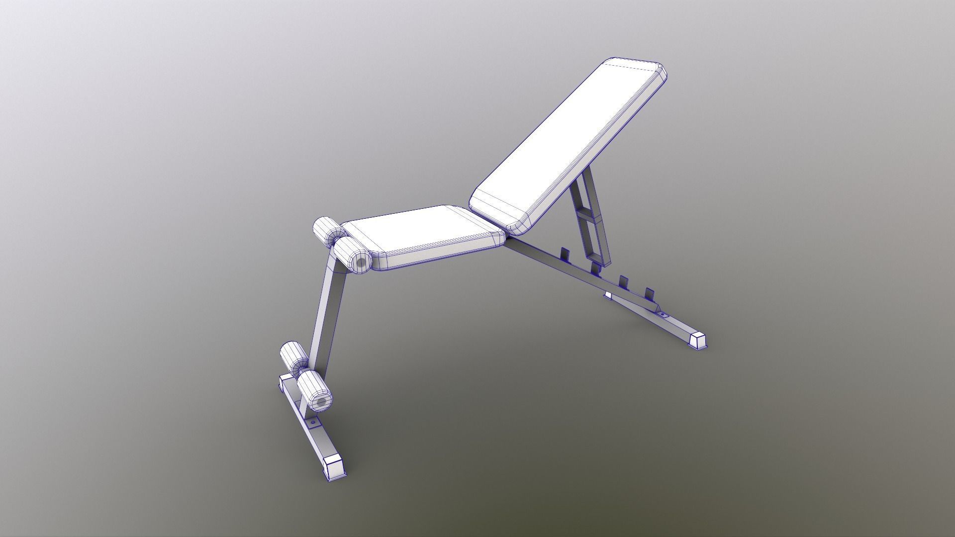 PBR Flat Incline Decline Bench Press Low-poly 3D model_21