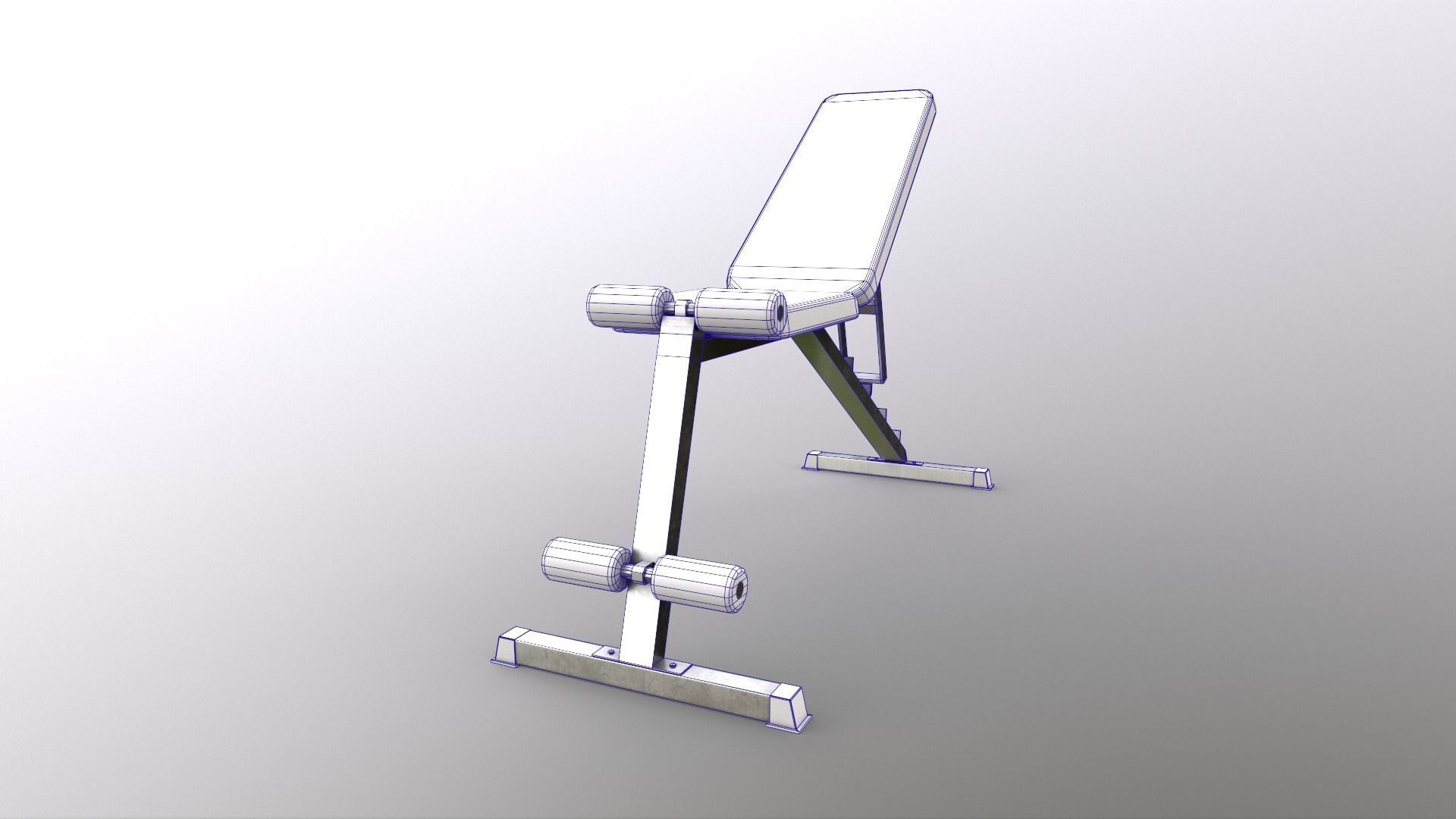PBR Flat Incline Decline Bench Press Low-poly 3D model_17