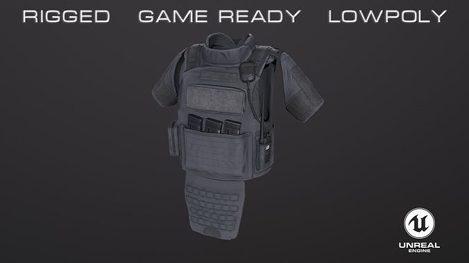 Bulletproof vest Low-poly 3D model