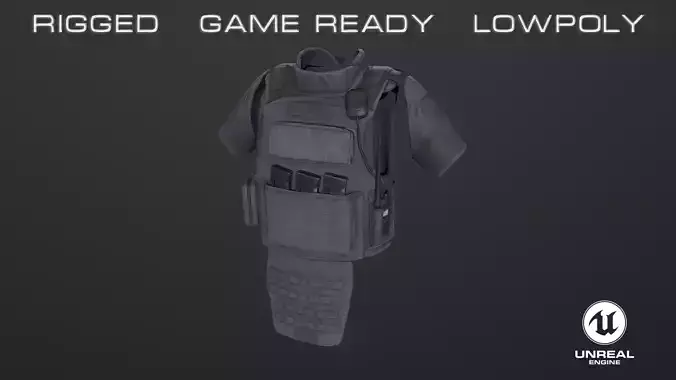 Bulletproof vest Low-poly 3D model