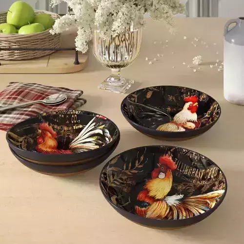 Frisina Gilded Rooster Pasta Bowl Set Free 3D model