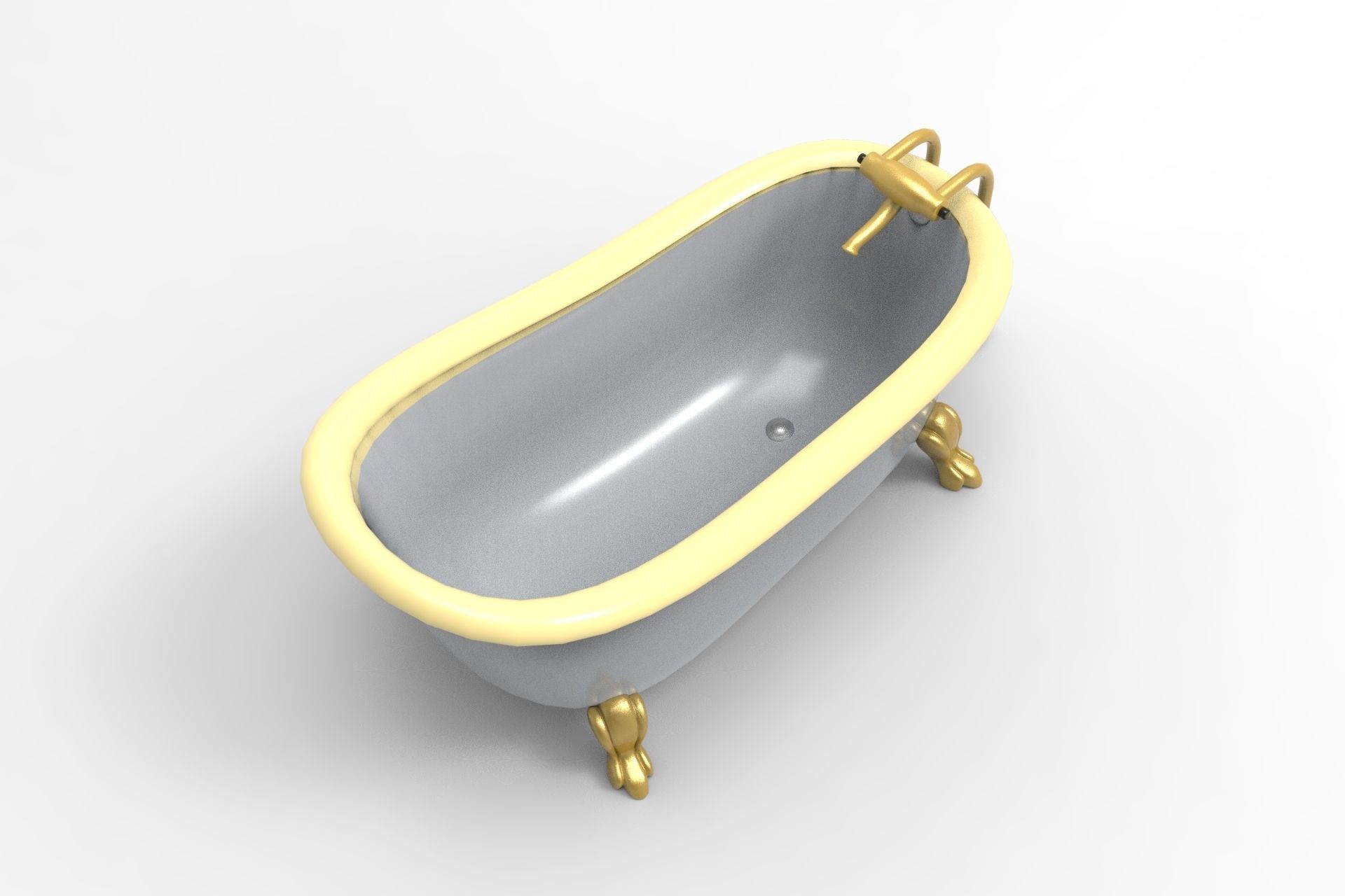 3D model Bathtub with gold legs VR / AR / lowpoly CGTrader