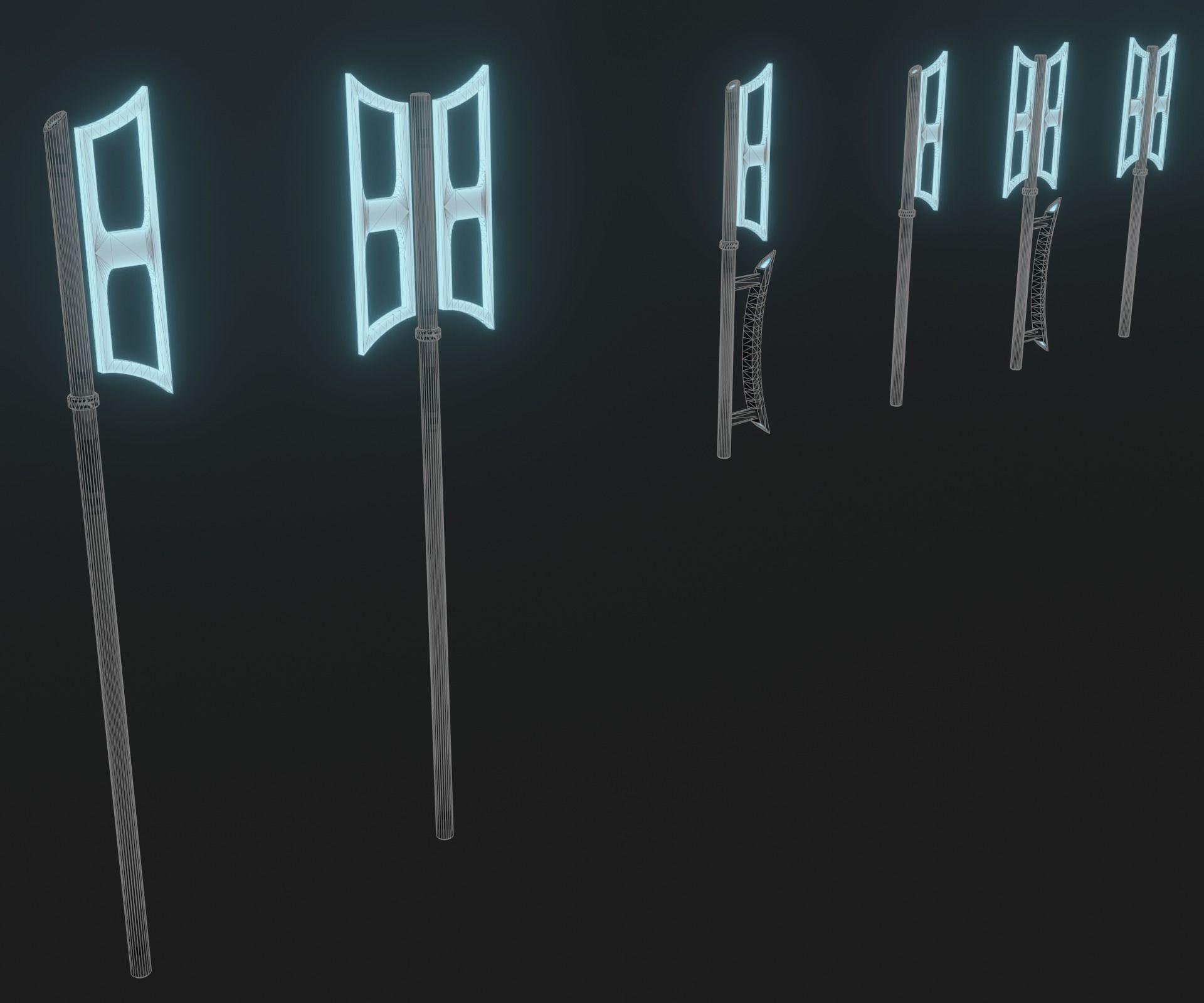 Sci-fi spears and swords collection pack Low-poly 3D model_7