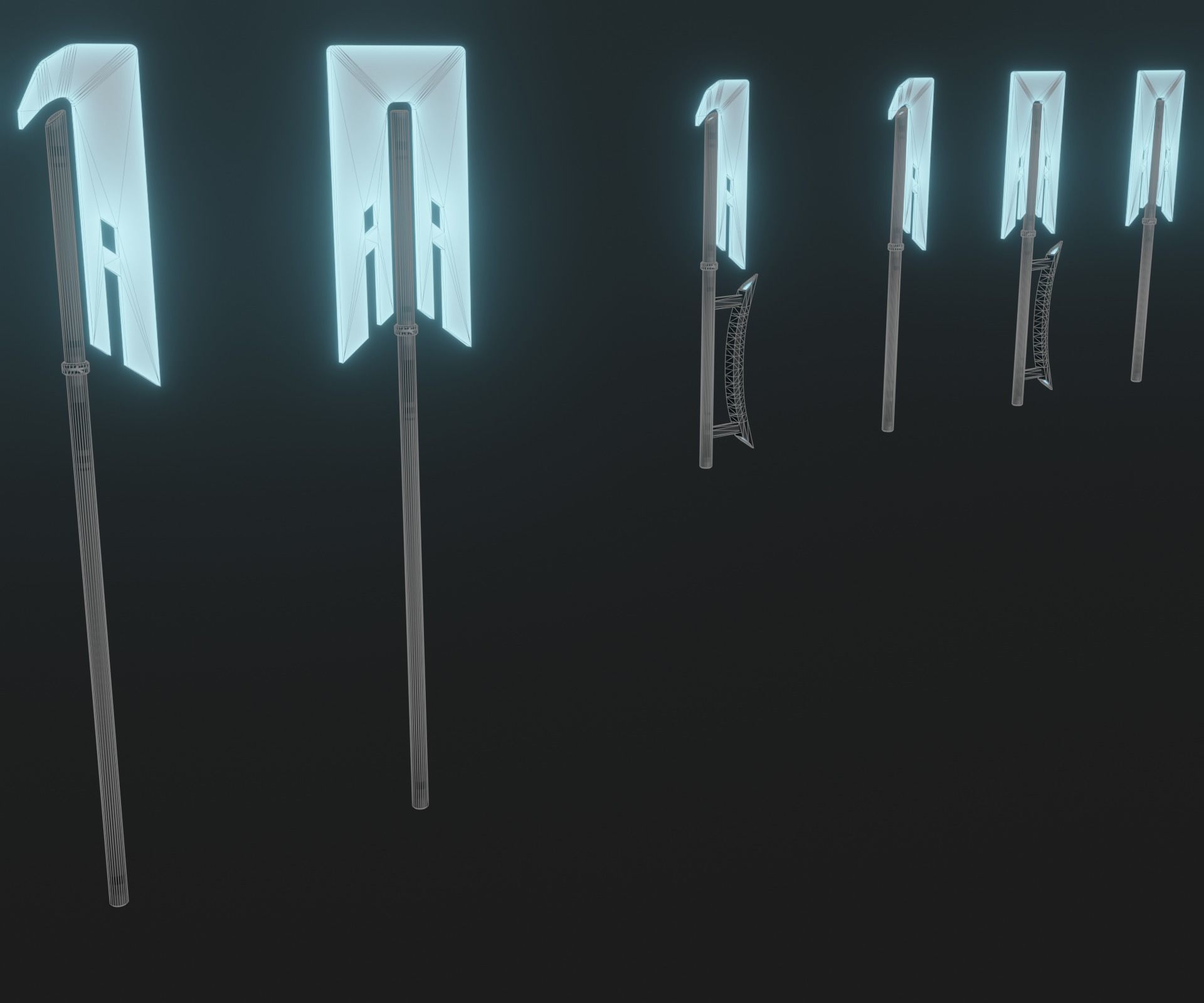 Sci-fi spears and swords collection pack Low-poly 3D model_4