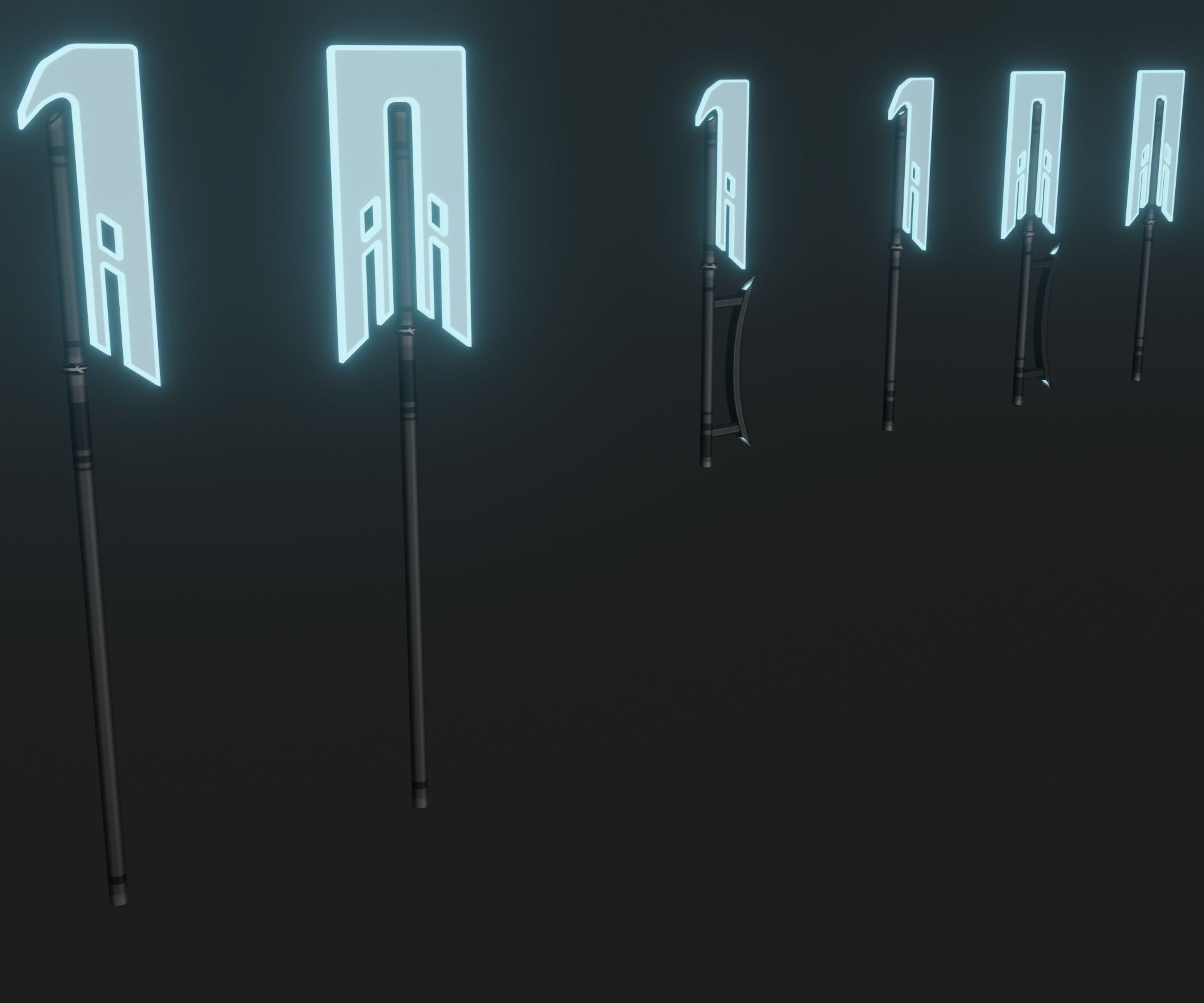 Sci-fi spears and swords collection pack Low-poly 3D model_2
