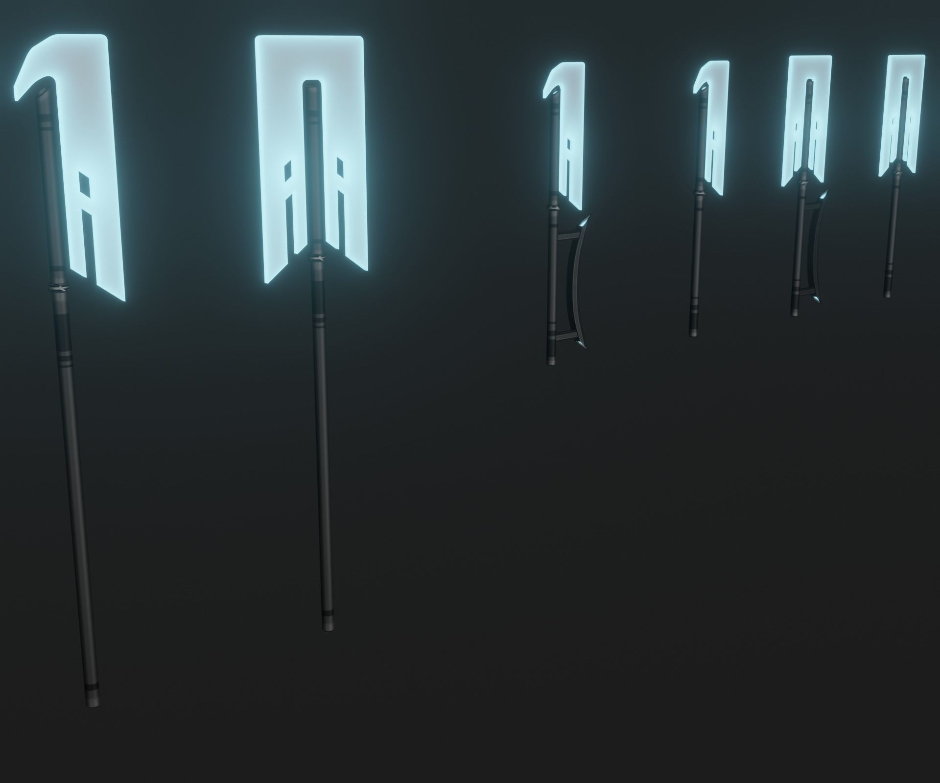 Sci-fi spears and swords collection pack Low-poly 3D model_3
