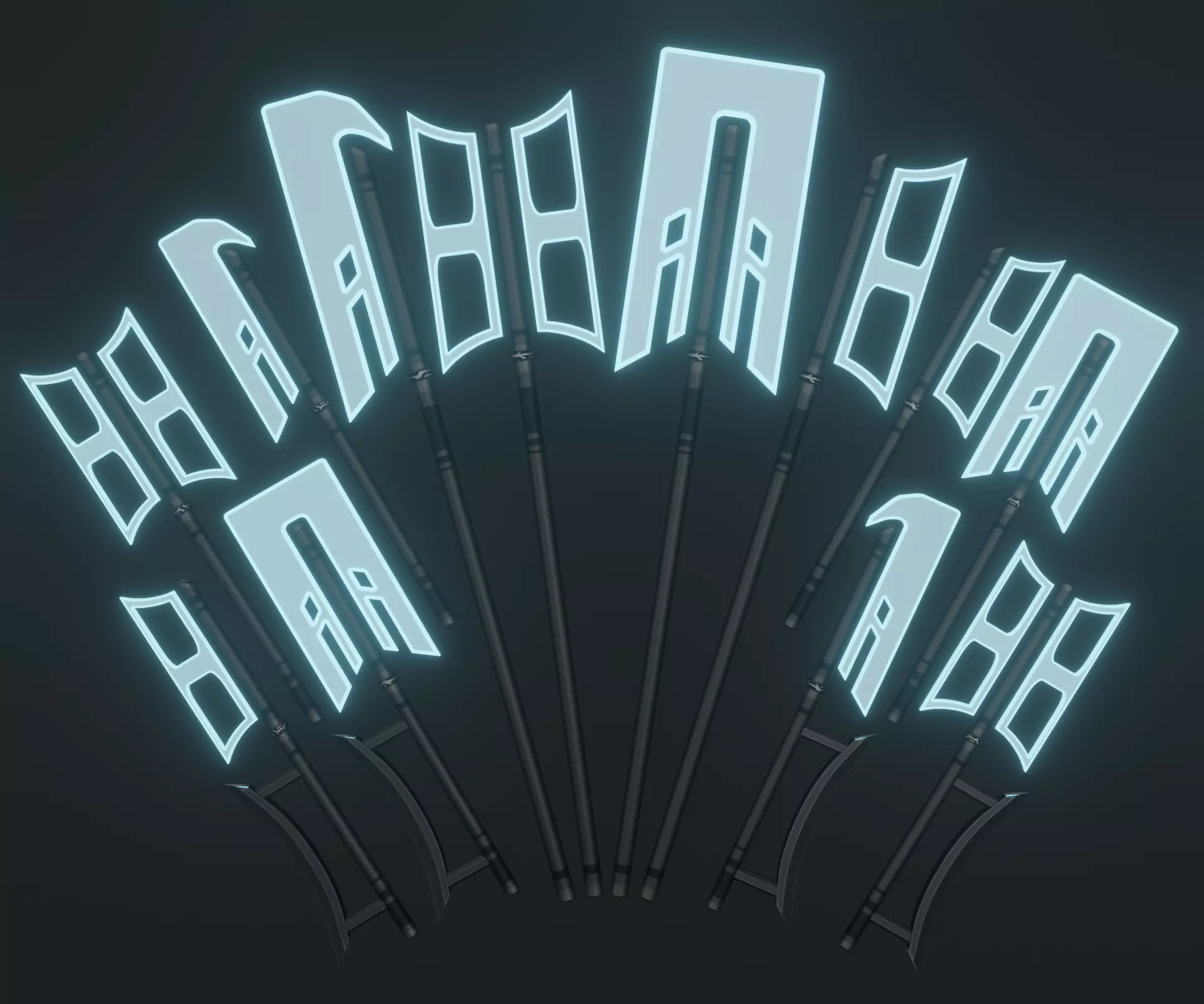 Sci-fi spears and swords collection pack Low-poly 3D model_0