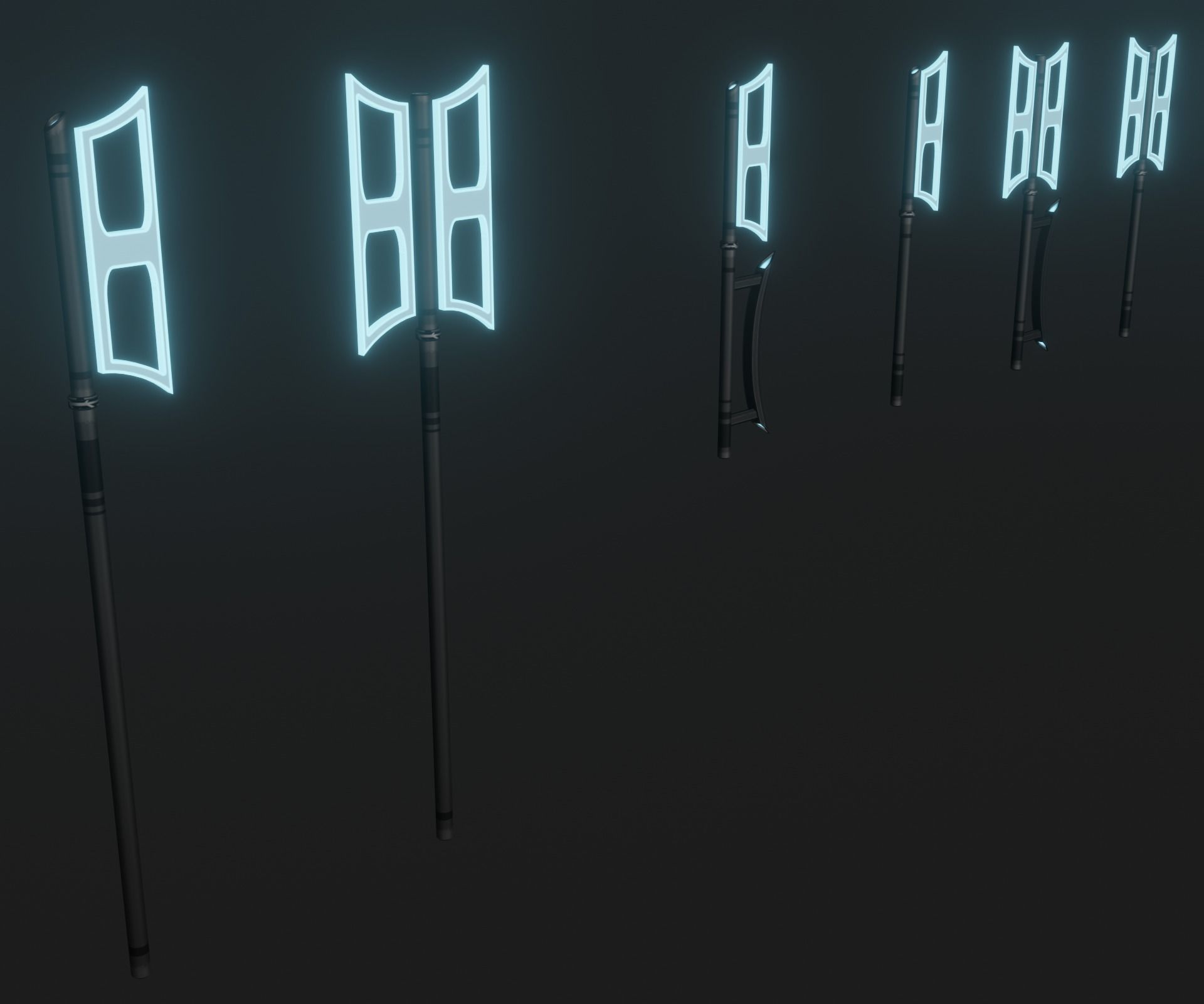 Sci-fi spears and swords collection pack Low-poly 3D model_6