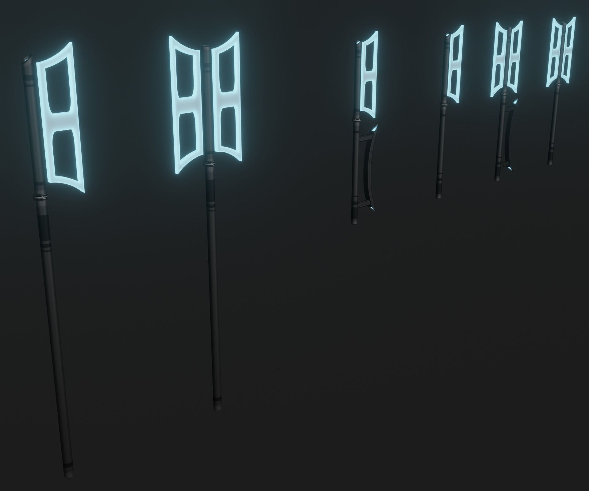 Sci-fi spears and swords collection pack Low-poly 3D model_5