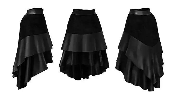 High Low Layered Black Skirt