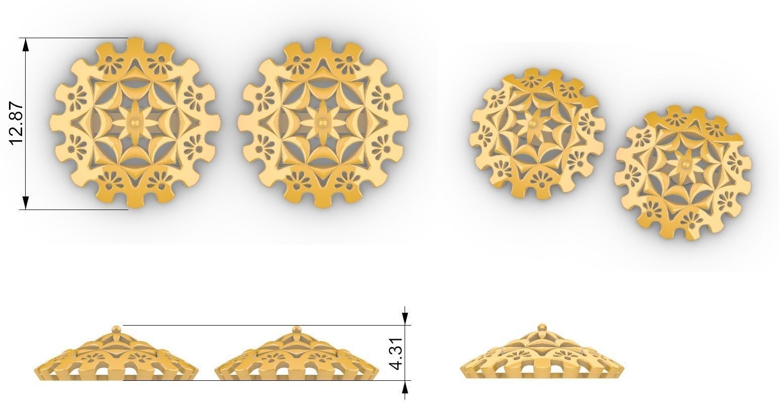Chitrita Mandala Pendant Set With Ring 3D print model_3