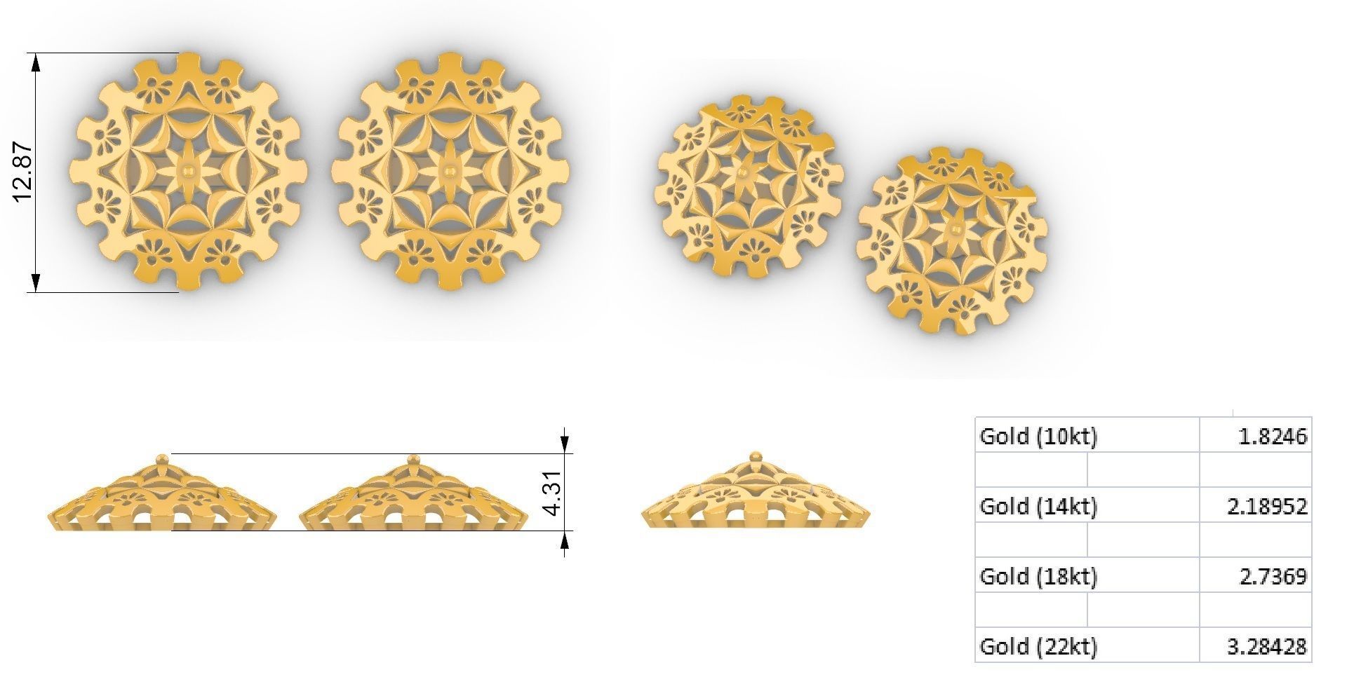 Chitrita Mandala Pendant Set With Ring 3D print model_4