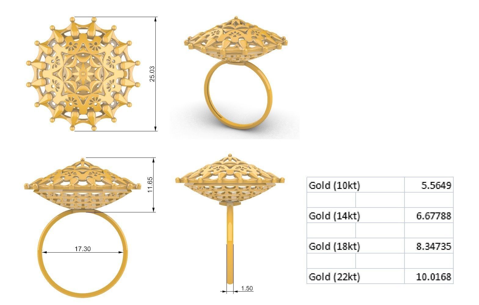 Chitrita Mandala Pendant Set With Ring 3D print model_10